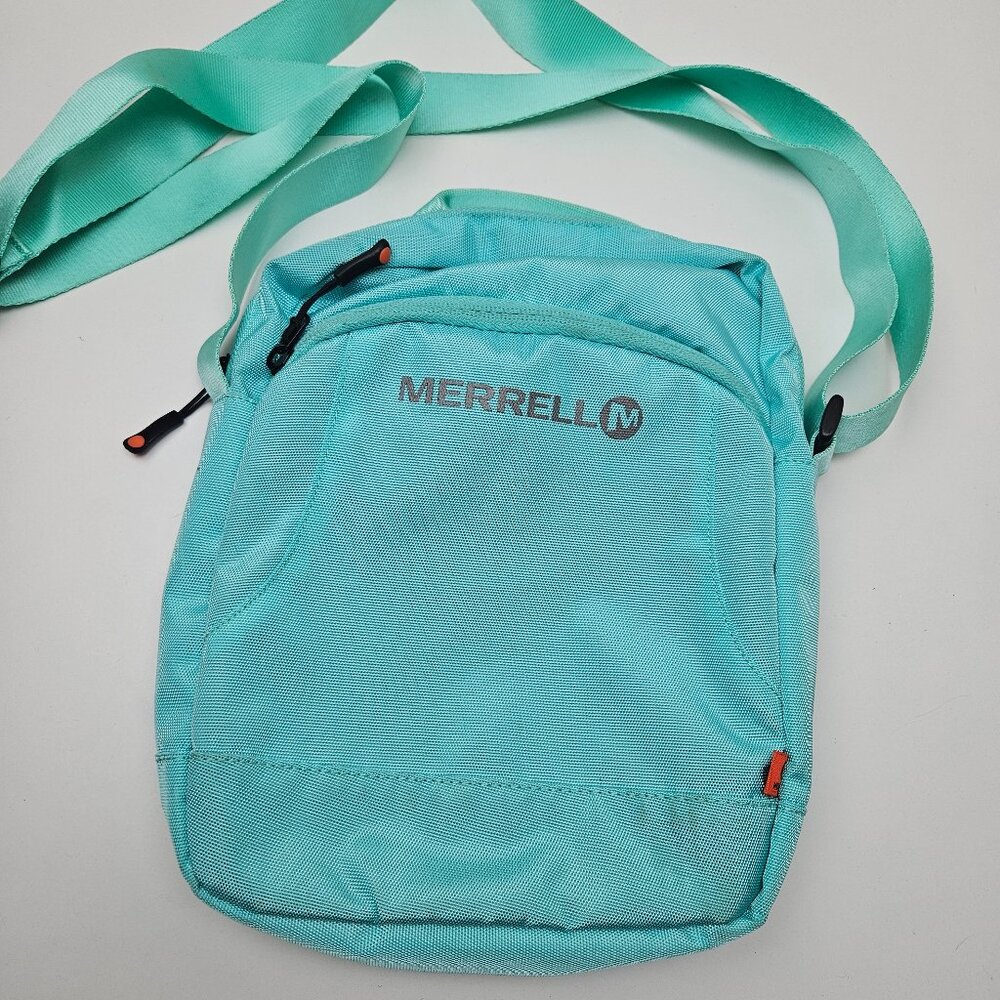 Merrell Kelley Crossbody Travel‎ Bag Purse Aqua Blue Zip Top